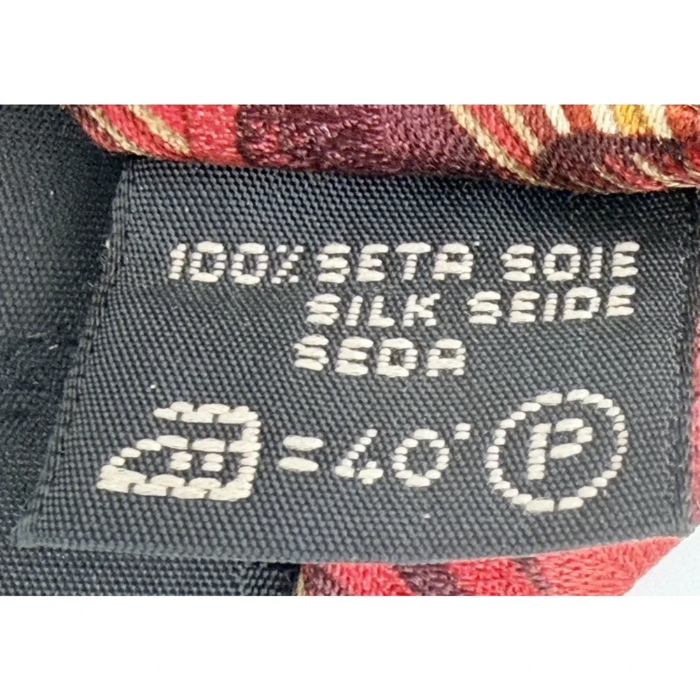 Ermenegildo Zegna Silk Tie Vintage Red Geometric Abstract Mens Necktie Italy